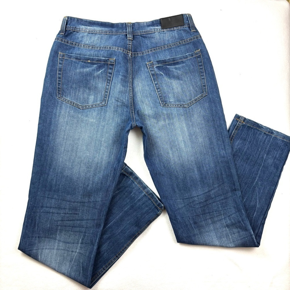 Truth Substance Med Blue Faded Whiskered Mens Straight Leg Jeans Size 32/32